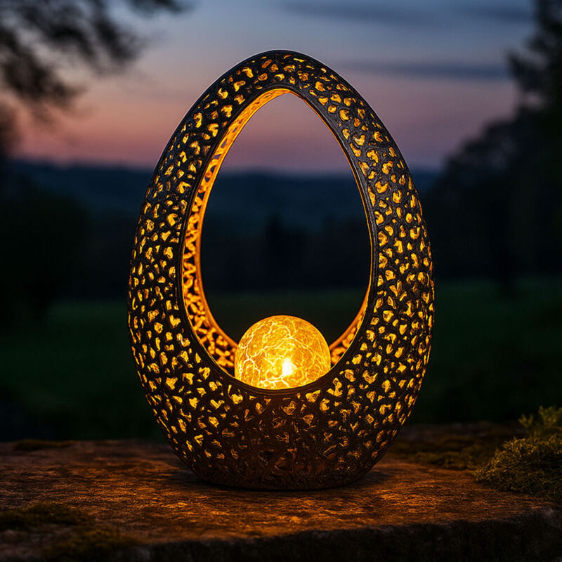 foto del prodotto lampade solari orientali per la decorazione del giardino esterno decorazione del balcone esterno, punzonature decorative sfera di vetro bronzo oro,