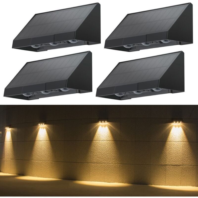 foto del prodotto lampade solari per esterni giardino 4er lampada a parete solare per pareti esterne led 2 modalit lampade a parete esterne 3000k luce calda led