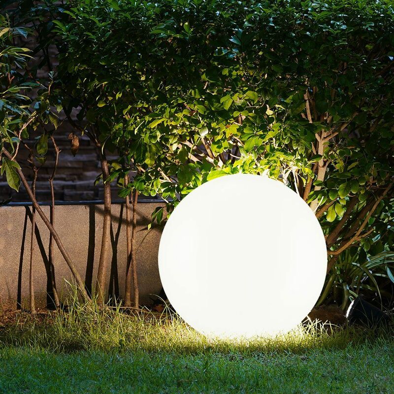 foto del prodotto lampade solari per esterni lampada da giardino a sfera picchetto lampada a sfera solare 30 cm sfera solare a led per giardino, bianco argento, 4x led