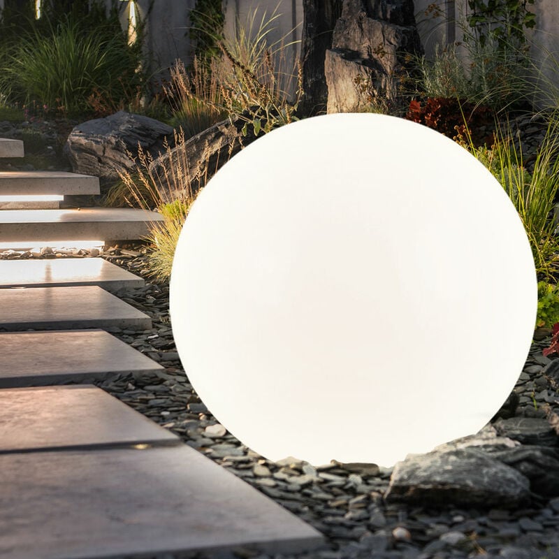foto del prodotto lampade solari per esterni lampada da giardino a sfera picchetto lampada a sfera solare 30 cm sfera solare a led per giardino, bianco argento, 4x led
