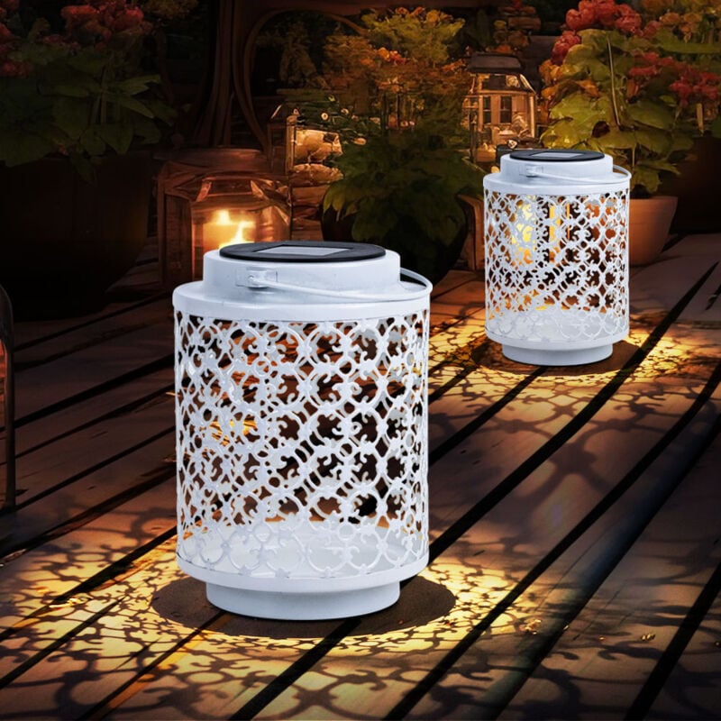 foto del prodotto lampade solari per esterno decorazione giardino lanterna lampada orientale lanterne solari per esterno metallo bianco, orientale, led, pxh 13x18 cm,