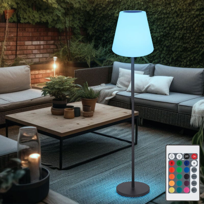 foto del prodotto lampade solari per esterno lampada da terra piantana solare da balcone led solare con cambio colore rgb, telecomando, colori fissabili, dxh 34x150 cm