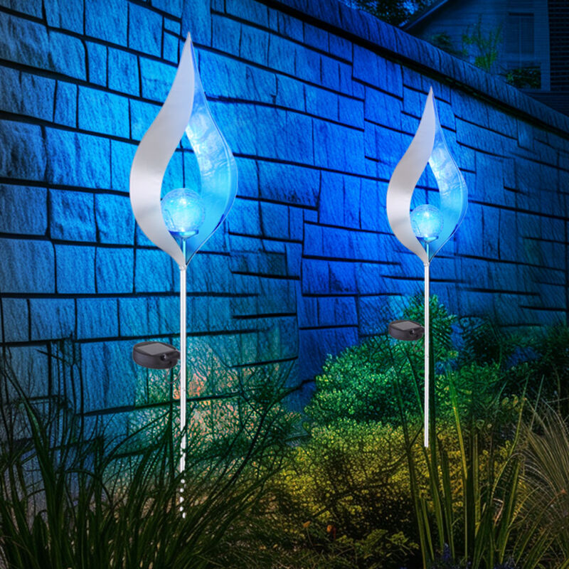 foto del prodotto lampade solari per la decorazione del giardino esterno lampada solare a luce solare da esterno, effetto luce blu a forma di goccia con sfera di