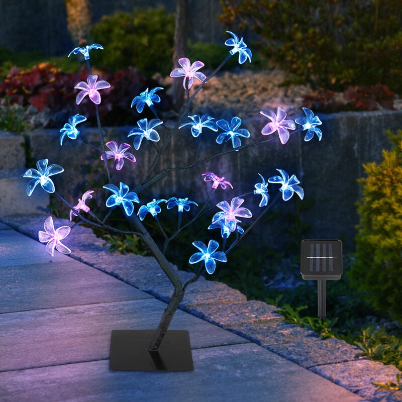 foto del prodotto lampade solari per la decorazione del giardino esterno luce solare per esterno lampada a spina con design ad albero, picchetto a terra in fiore
