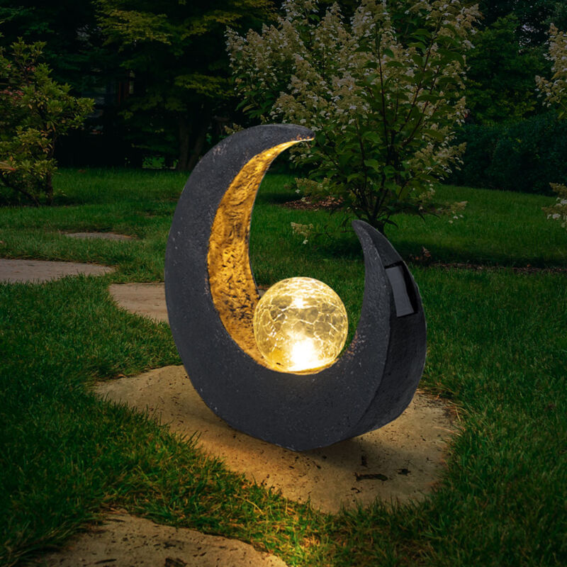 foto del prodotto lampade solari per la decorazione del giardino per l esterno decorazione del balcone esterno sfera di vetro lunare oro nero, 1x led, lxlxh
