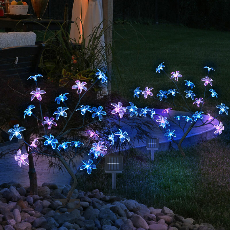 immagine 0 del prodotto lampade solari per la decorazione esterna del giardino lampada da esterno a luce solare con design ad albero, albero con fiori a punta, led, h 60 cm,