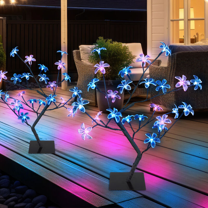 foto del prodotto lampade solari per la decorazione esterna del giardino lampada da esterno a luce solare con design ad albero, albero con fiori a punta, led, h 60 cm,