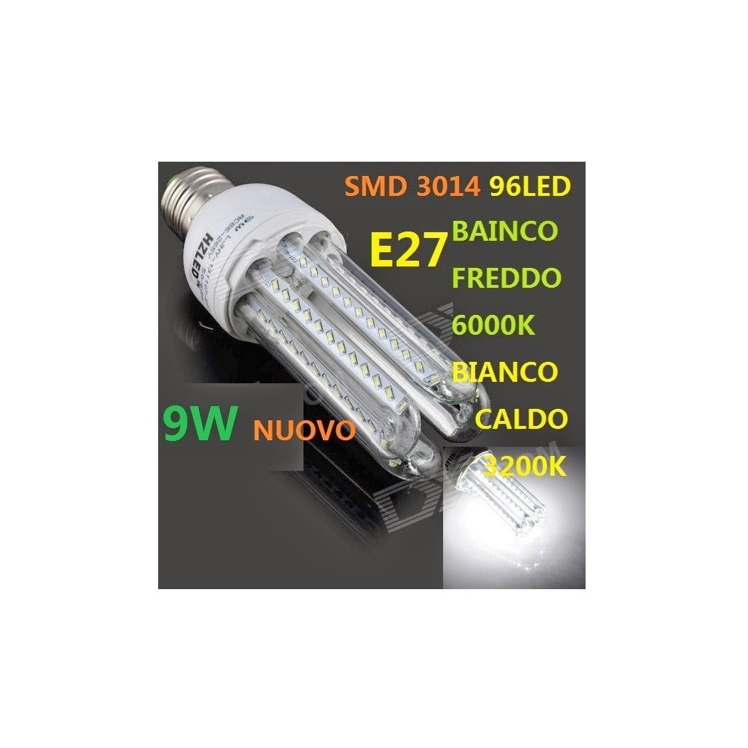 foto del prodotto lampadina 96 led smd 3014 9w e27 luce fredda bianco caldo basso consumo lampada bianco caldo e27 trade shop traesio