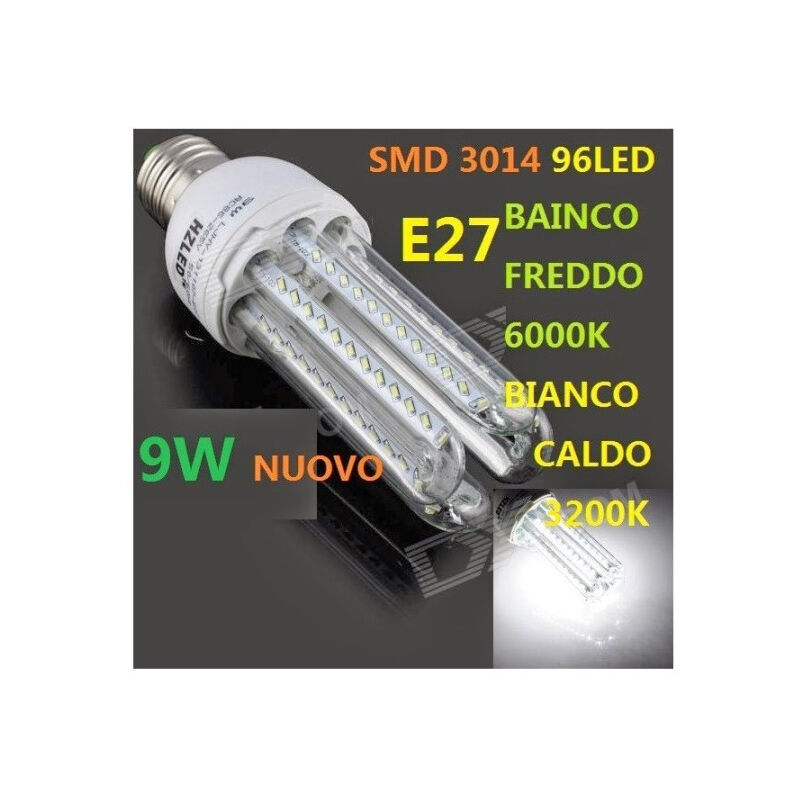 foto del prodotto lampadina 96 led smd 3014 9w e27 luce fredda bianco caldo basso consumo lampada bianco freddo e27 trade shop traesio