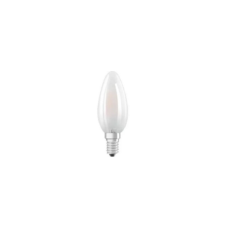 foto del prodotto lampadina a fiamma smerigliata e14 led, 4w, bianco caldo.