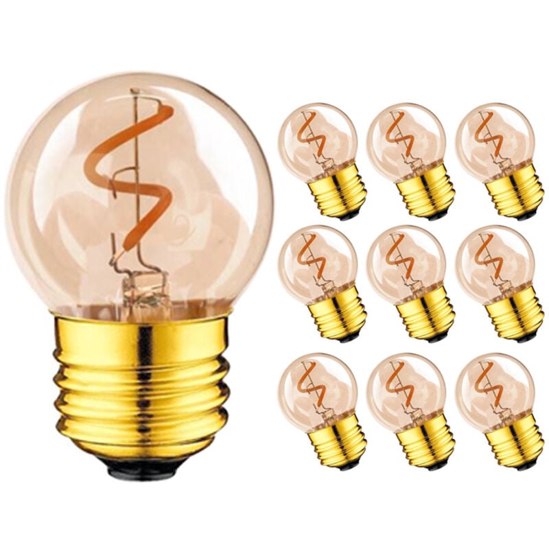 foto del prodotto lampadina a filamento edison retr g40 e27led 1w filamento a spirale in vetro ambrato 220v caff natale 2200k10 pezzi