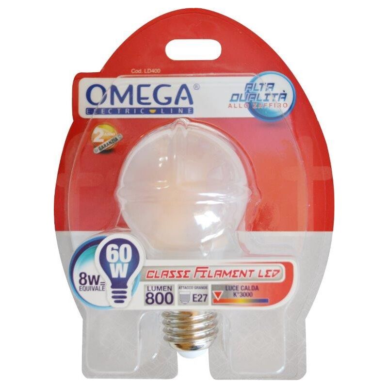 foto del prodotto lampadina a filamento frost goccia a60 8w e27 3000k