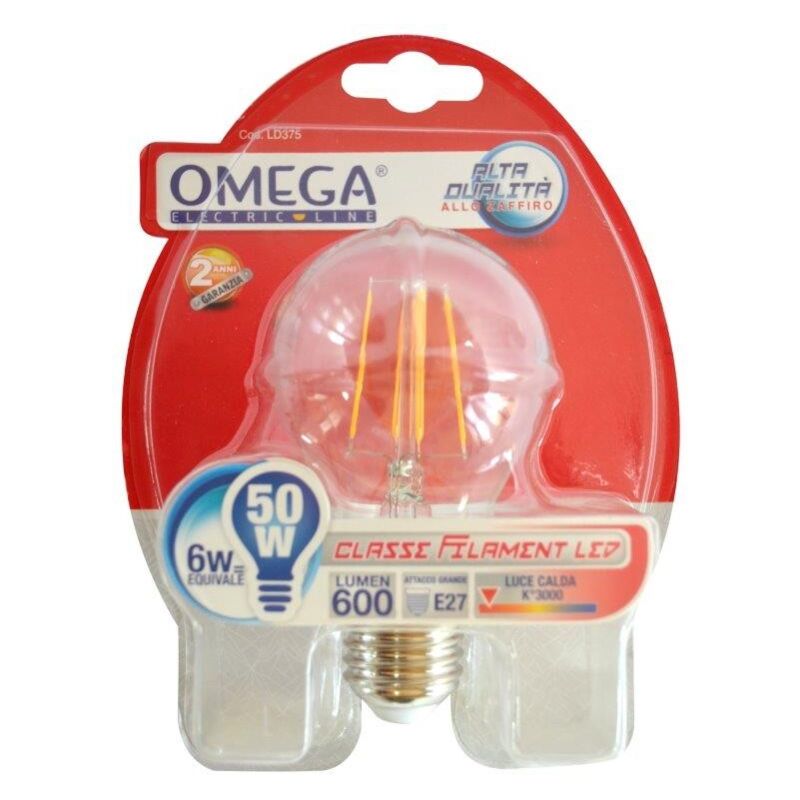 foto del prodotto lampadina a filamento goccia a60 6w e27 3000k
