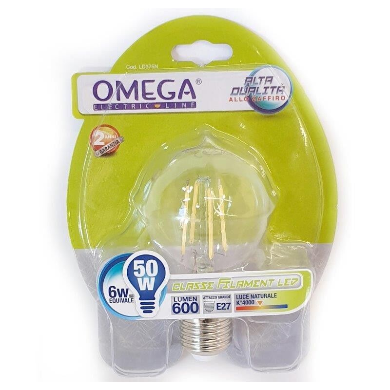 foto del prodotto lampadina a filamento goccia a60 6w e27 4000k