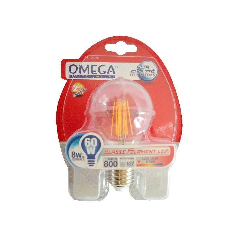 foto del prodotto lampadina a filamento goccia a60 8w e27 3000k
