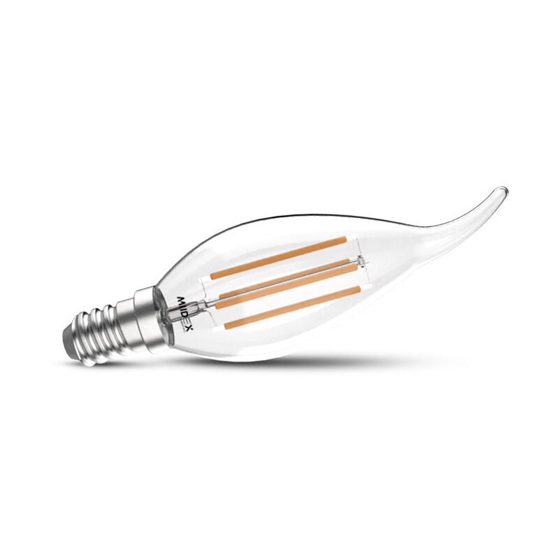 foto del prodotto lampadina a filamento led e14 4w wind blow bianco caldo 2700k elegante stile fiamma
