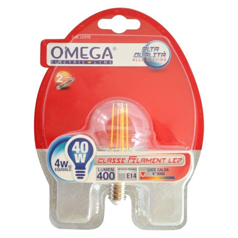 foto del prodotto lampadina a filamento sfera led 4w e14 3000k