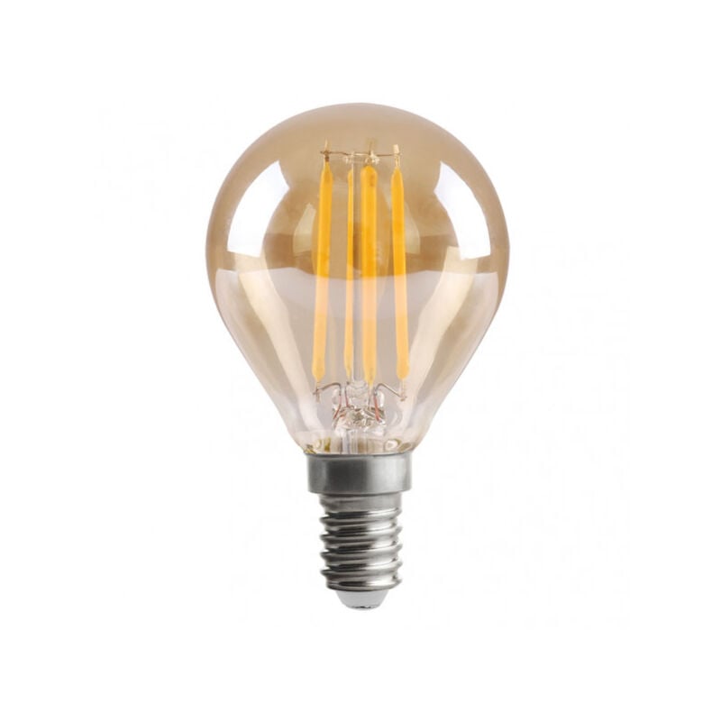 foto del prodotto lampadina a filamento sferico 7x4,5d 4w 380lm e14 ambra 2700k fabrilamp