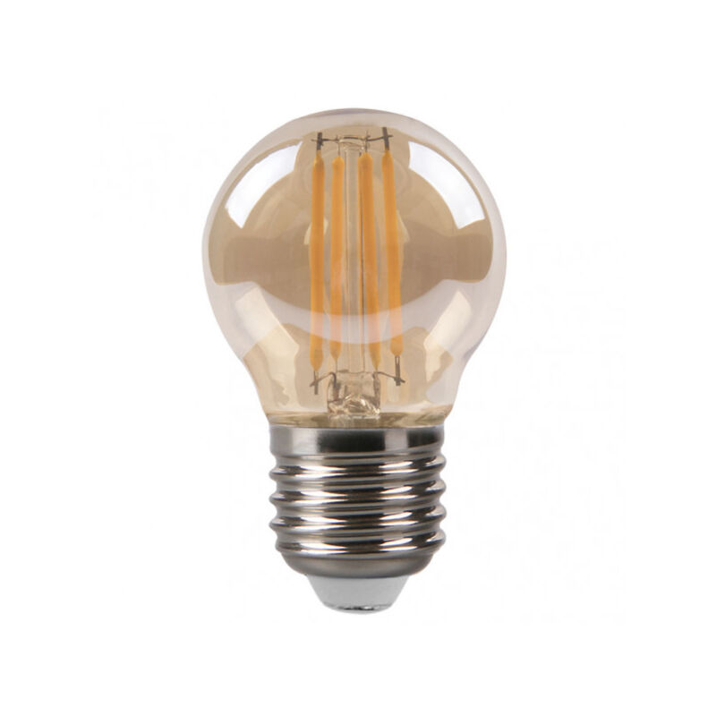 foto del prodotto lampadina a filamento sferico 7x4,5d 4w 380lm e27 ambra 2700k fabrilamp