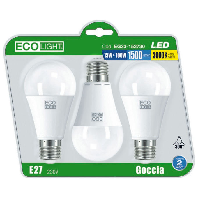 foto del prodotto lampadina a goccia led 15w 100w e27 3000k 1485 lm bisonte