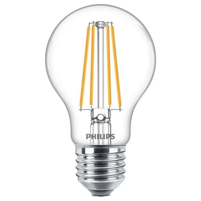 foto del prodotto lampadina a led a filamento philips goccia 75w e27 2700k, luce calda