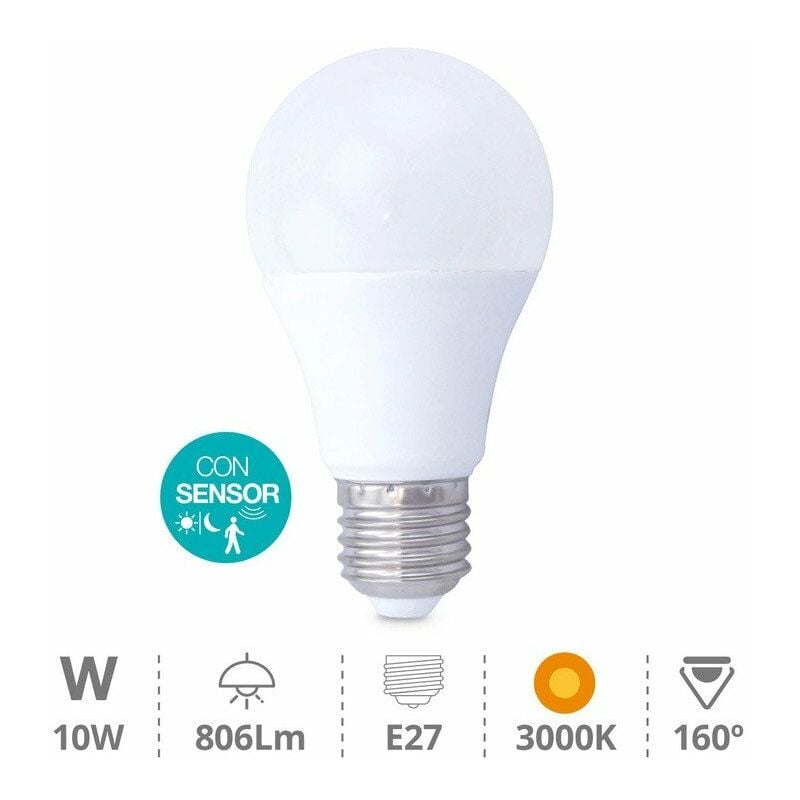 foto del prodotto lampadina a led e27 10w 2700k sensore di presenza crepuscolare 002005159