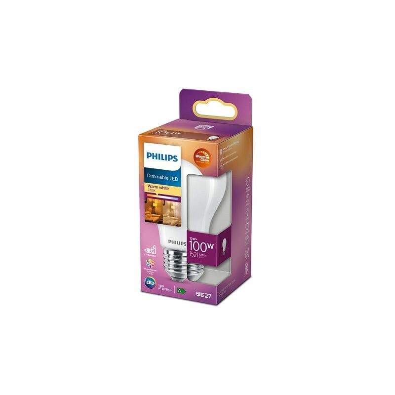 foto del prodotto lampadina a led intensita regolabile philips goccia 100w e27 2200 2700k, luce calda