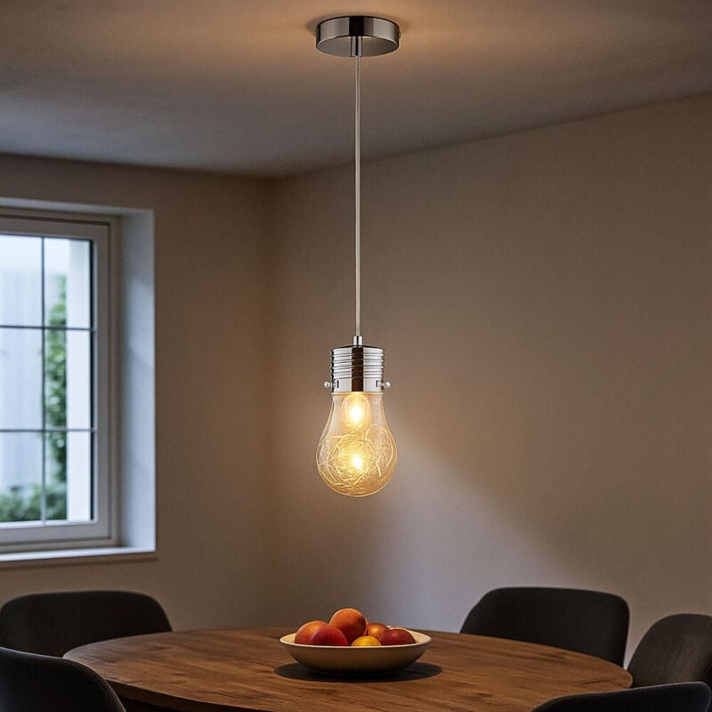 foto del prodotto lampadina a sospensione lampada vintage soggiorno lampada a sospensione lampadina decorativa e14, rete metallica, h 150 cm wofi 600301010150