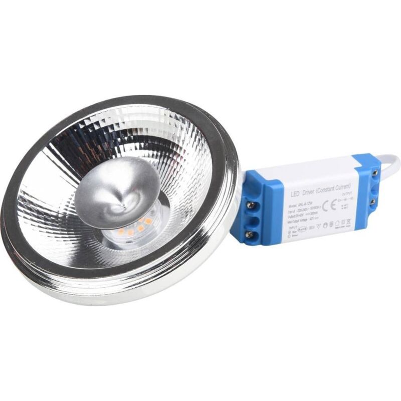 foto del prodotto lampadina ar111 led 12w con driver esterno 24 bianco caldo
