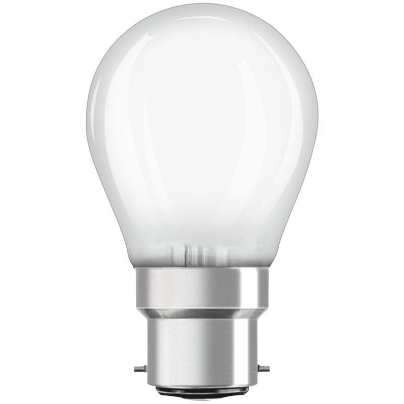 foto del prodotto lampadina, attacco e27, bianca calda, 2700 k, 4 w, equivalenti a 40 w, opaco, led retrofit classic p b22d, b22d base, confezione singola osram