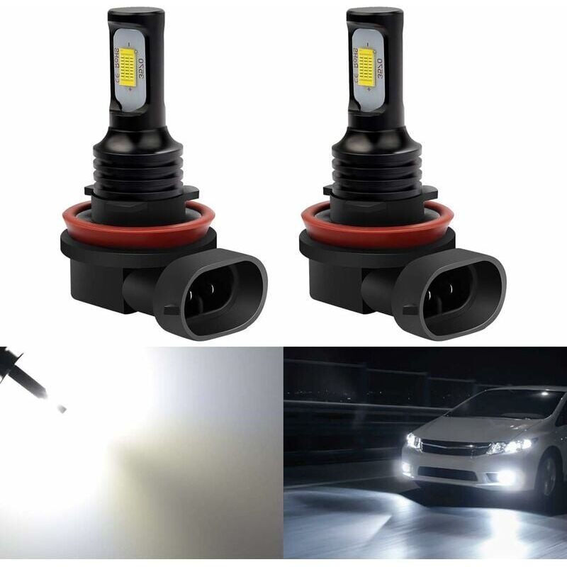 foto del prodotto lampadina fendinebbia 3570 h11 h8led estremamente luminosa 2400 lumen solo per luci di marcia diurna drl o fendinebbia, bianco 