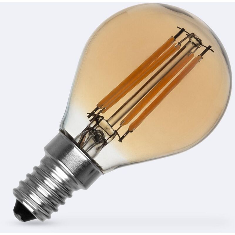 foto del prodotto lampadina filamento e14 p45 6w 720 lm candela oro bianco caldo no flicker 2700k