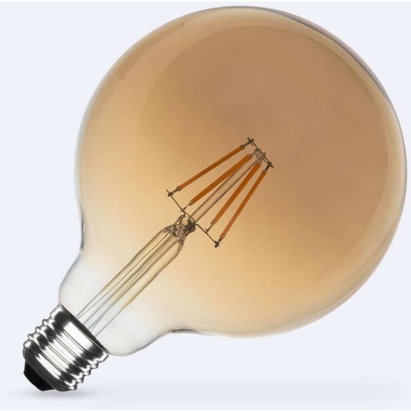 foto del prodotto lampadina filamento led e27 6w 600 lm g125 oro bianco caldo no flicker 2700k