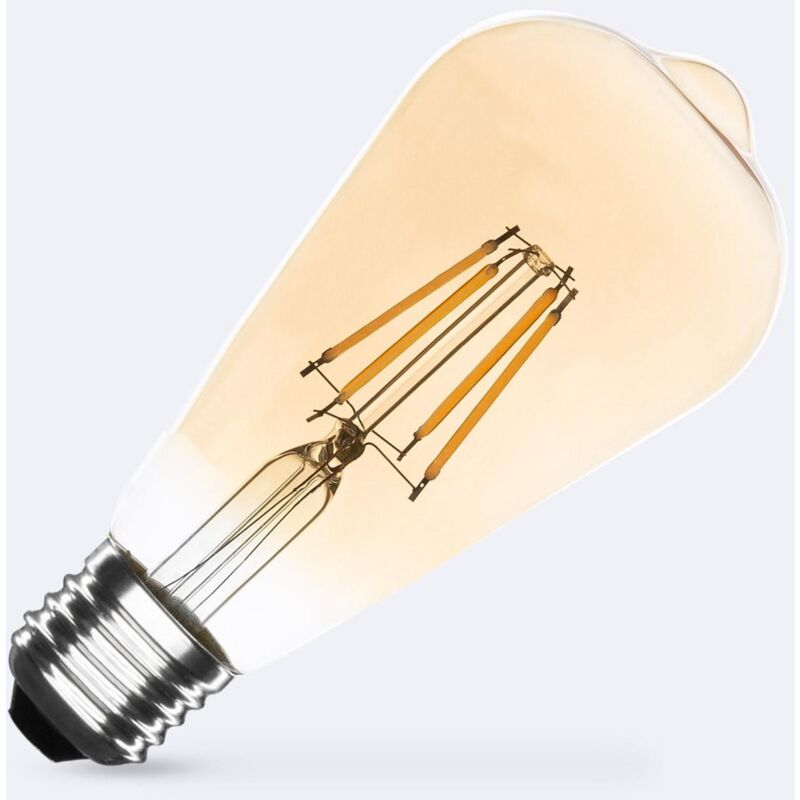 foto del prodotto lampadina filamento led e27 6w 600 lm regolabile st64 oro bianco naturale no flicker 4000k