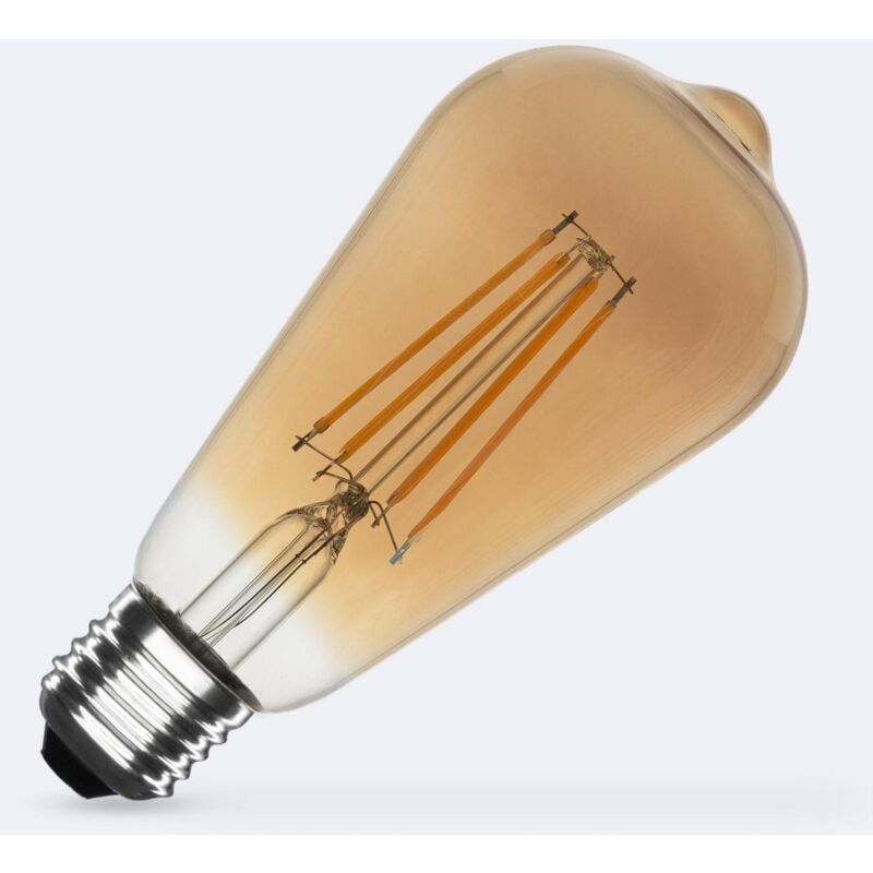 foto del prodotto lampadina filamento led e27 6w 600 lm st64 oro bianco caldo no flicker 2700k