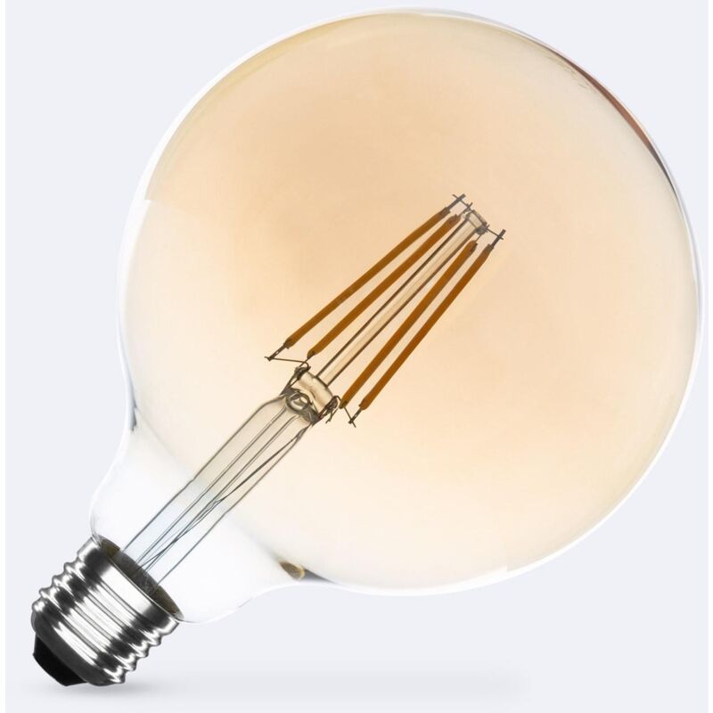foto del prodotto lampadina filamento led e27 8w 750 lm regolabile g125 oro no flicker 2700k bianco caldo