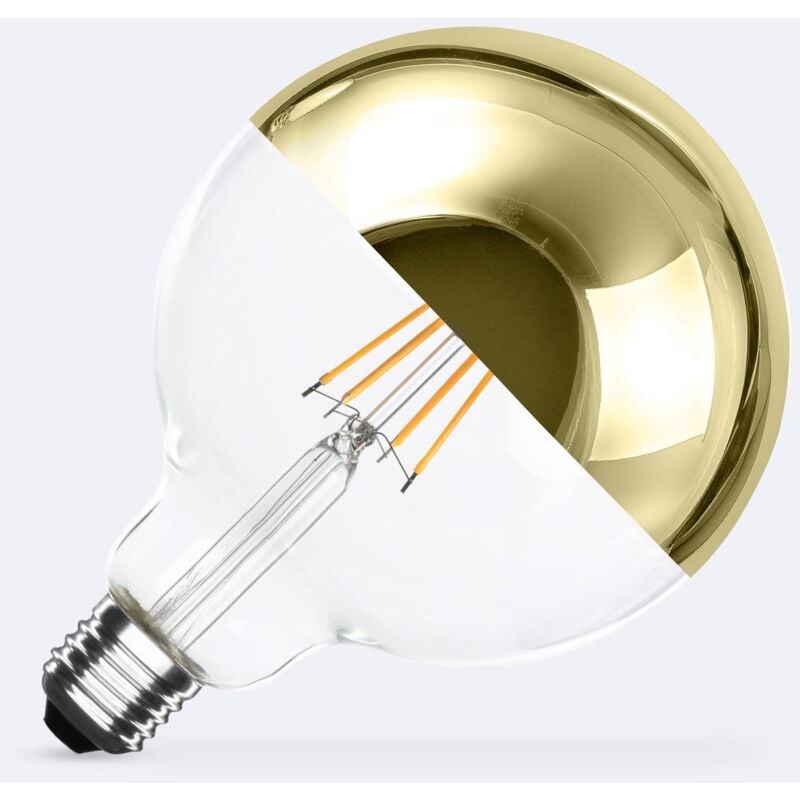 foto del prodotto lampadina filamento led e27 8w 800 lm g125 gold reflect no flicker 2200k super caldo