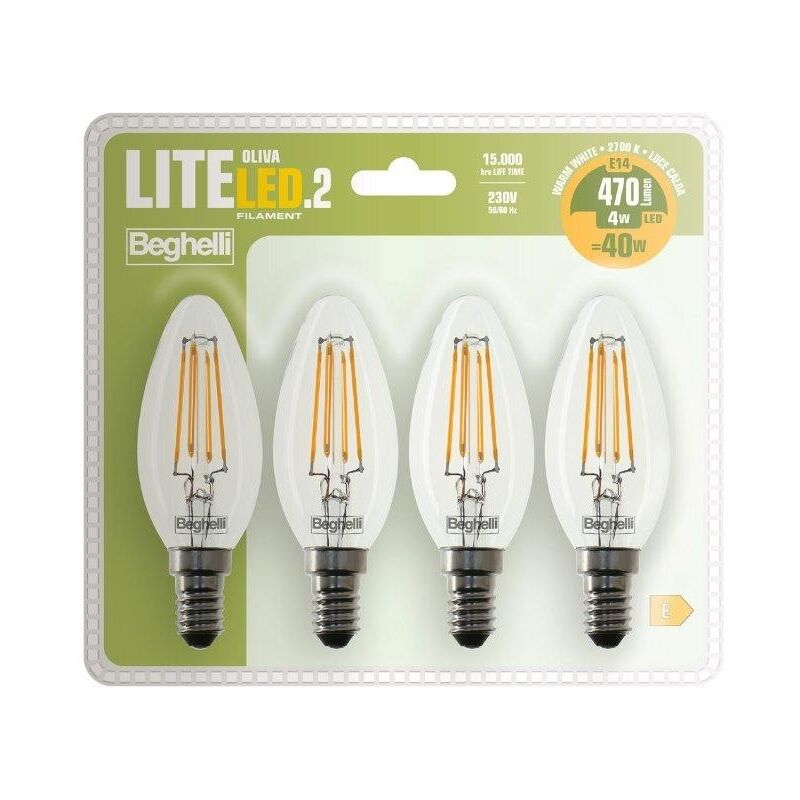 foto del prodotto lampadina filamento led2 oliva e14 4w 2700k pz.4