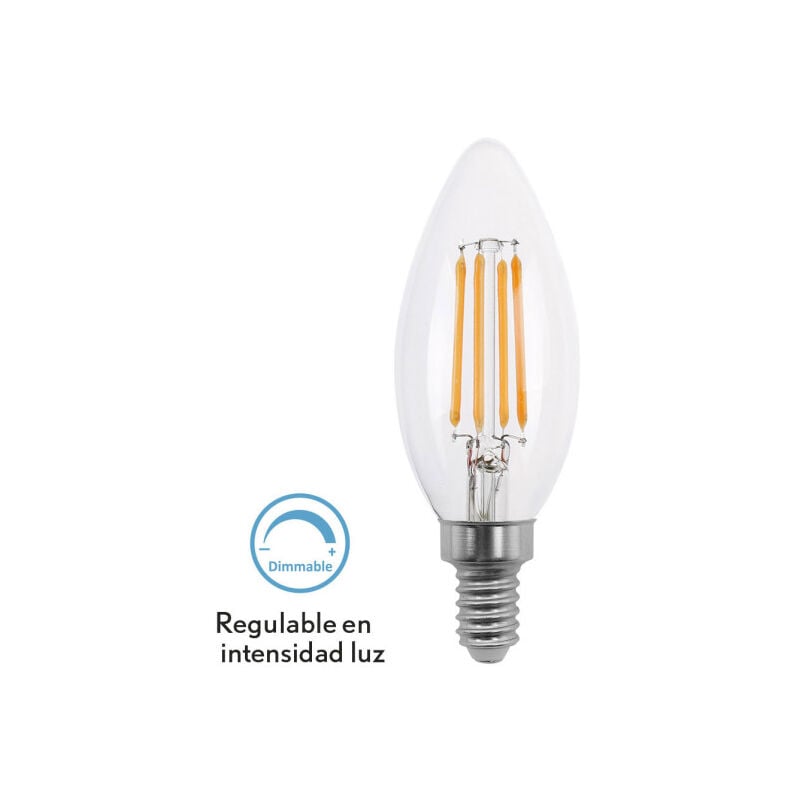 foto del prodotto lampadina filamento luce candela 4w dimmerabile e14 10x3,5d 400lm 2700k