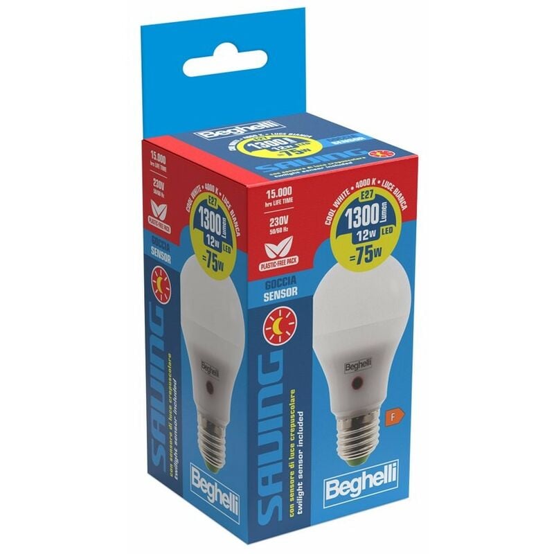 foto del prodotto lampadina goccia led sensor e27 12w 4000k