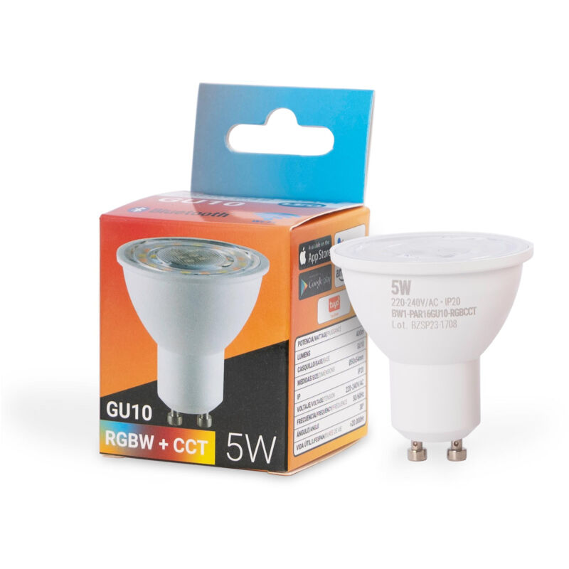 foto del prodotto lampadina intelligente led wifi gu10 rgbw cct 5w
