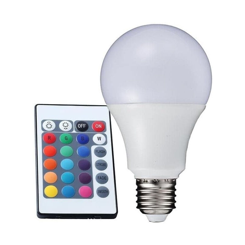 foto del prodotto lampadina lampada faretto led rgb con telecomando luce multicolor e27 da interno 5 watt trade shop traesio