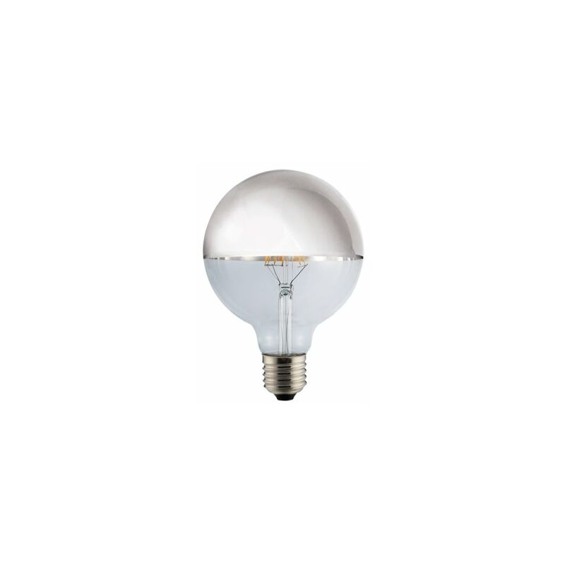 foto del prodotto lampadina led 8w g125 silver con effetto specchio