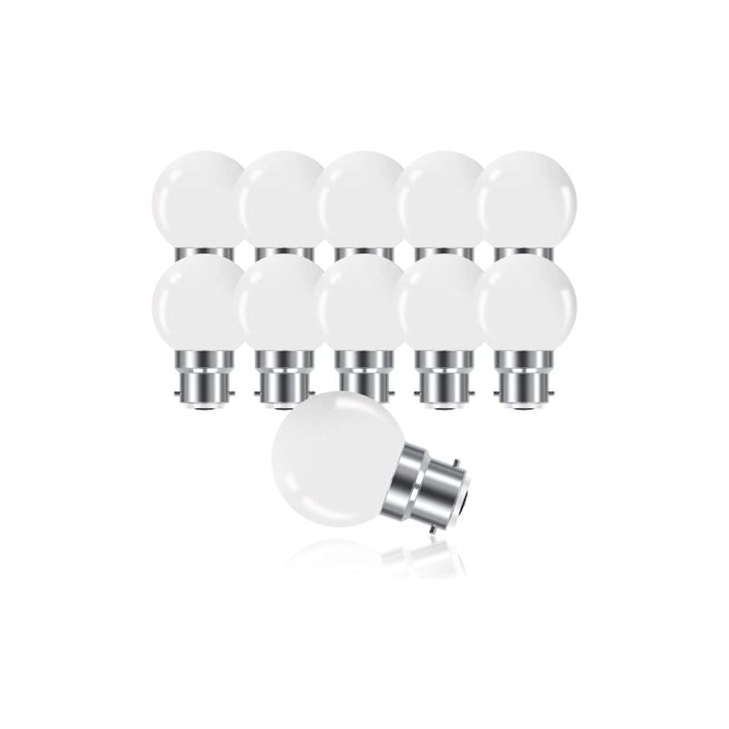 foto del prodotto lampadina led a baionetta b22 3w, lampadina a globo mini a forma di pallina da golf b22 g45, bianco caldo 3000k, 280lm, non dimmerabile, confezione