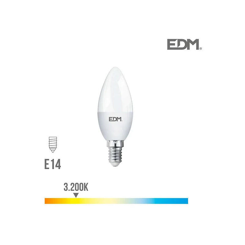 foto del prodotto lampadina led a candela e14 7w equivalenti a 48w bianco caldo 3200k