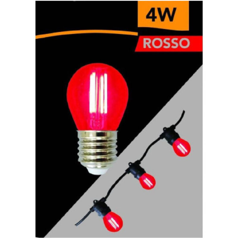 foto del prodotto lampadina led a filamento g45 attacco e27 4w a globo luce colorata rosso g45a tr trade shop traesio
