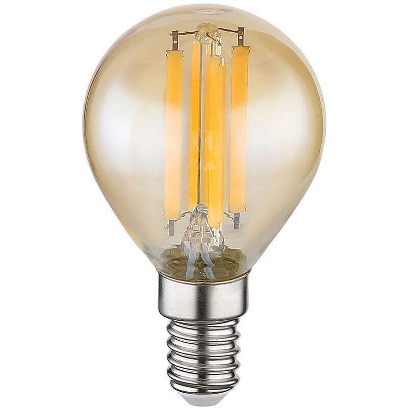 foto del prodotto lampadina led a filamento retr lampadina vintage e14 lampadina a sfera, vetro ambrato, 6 watt 700 lumen 3000 kelvin bianco caldo, dxh 4,5x7,8 cm
