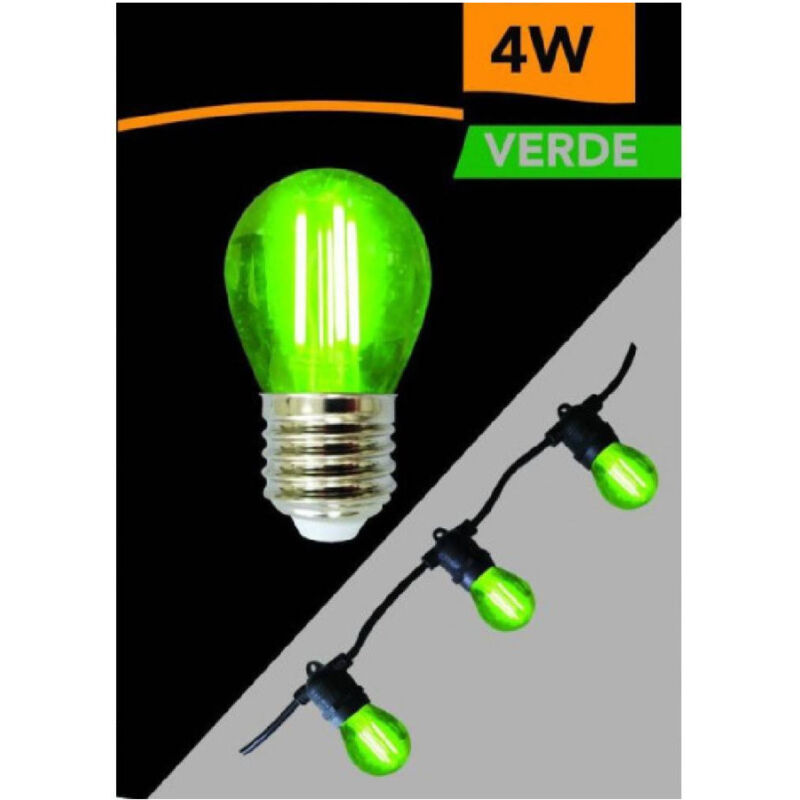 foto del prodotto lampadina led a globo a filamento g45 attacco e27 4w luce colorata verde g45a tv trade shop traesio