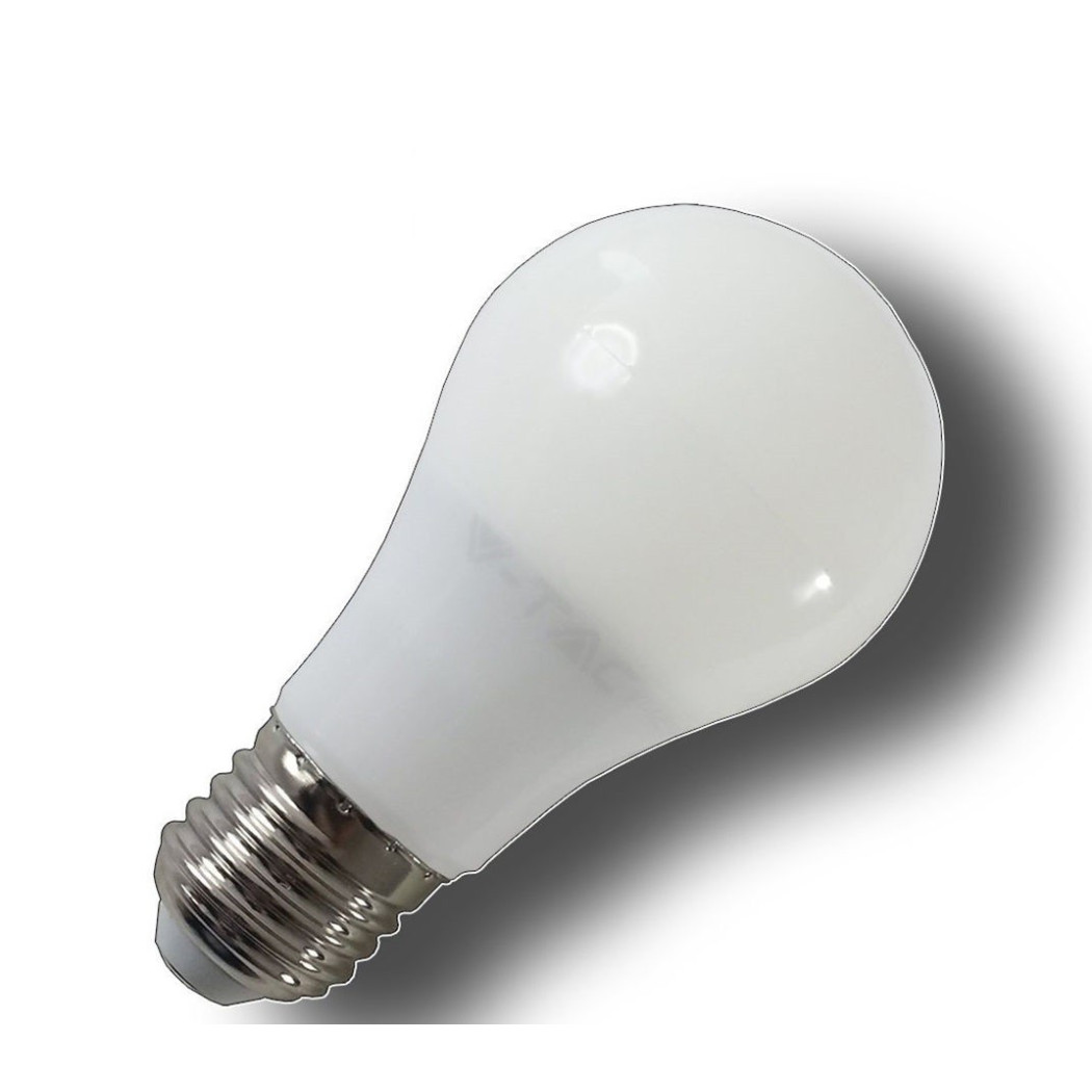 foto del prodotto lampadina led a goccia smerigliata attacco e27, luce bianca calda fredda v tac bianco freddo 7 watt trade shop traesio