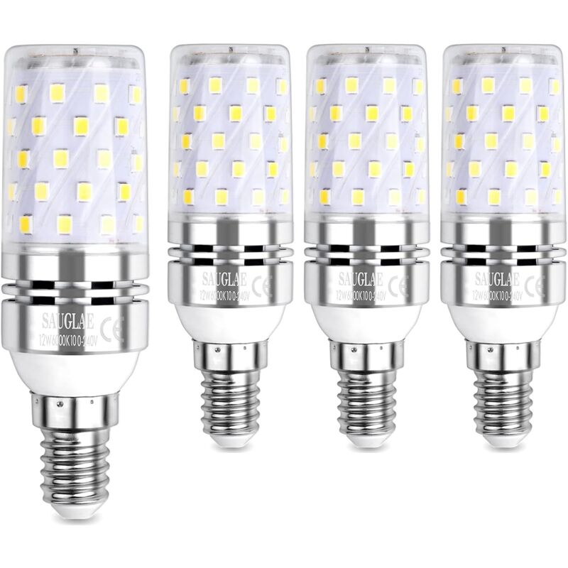 foto del prodotto lampadina led a mais da 12 w, equivalente a 100 w, e14, bianco freddo 6000 k, 1200 lm, pacco da 4